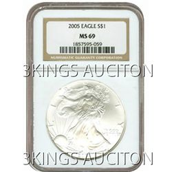 Certified Uncirculated Silver Eagle 2005 MS69