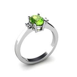 Peridot 0.50 ctw Diamond Ring 14kt White Gold