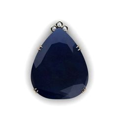 Sapphire Pear 97.15ctw Diamond Pendant 14k W/Y Gold