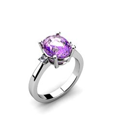 Amethyst 2.40 ctw Diamond Ring 14kt White Gold