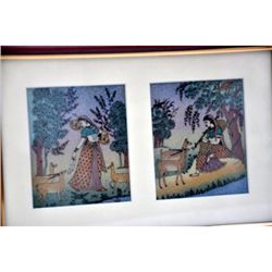 2D Indian Lady Real Gemstone Painting size 8.5in.x12.5i