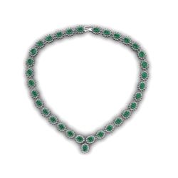 Emerald 49.23 ctw Diamond Necklace 14kt White Gold