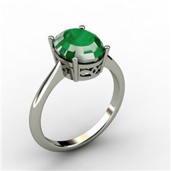 Emerald 2.60 ctw Ring 14kt White Gold