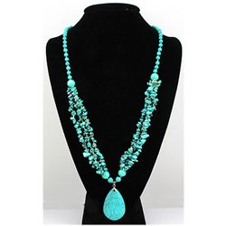 Natural 523.72ctw Turquoise Sterling Silver Necklace