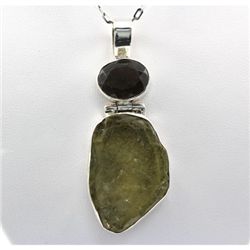 Natural Uncut Prehnite Gemstone Sterling Silver Pendant