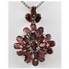 Image 1 : Garnet 13.20 ctw Flower Design Pendant 0.925 Silver