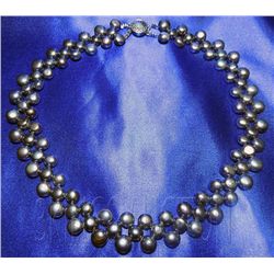 16 Inch Siopao Pearl Necklace Silver Black Philippines