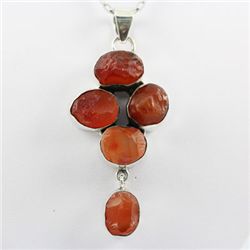 81.ctw Red Orange Silver Pendant