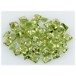 Peridot 15.14 ctw Loose Gemstone 4x4mm Princess Cut