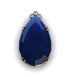 Sapphire Pear 55.92ctw Diamond Pendant 14k W/Y Gold