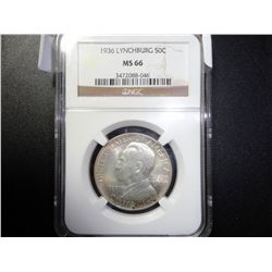 1936 NGC MS-66 LYNCHBURG SILVER HALF DOLLAR