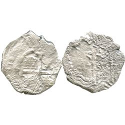 Potosi, Bolivia, cob 8 reales, Philip IV or Charles II, date and assayer not visible.