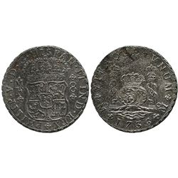 Mexico City, Mexico, pillar 8 reales, Philip V, 1736MF.