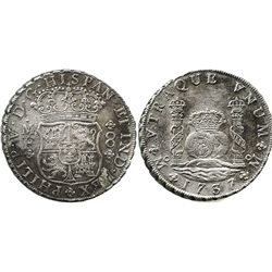 Mexico City, Mexico, pillar 8 reales, Philip V, 1737MF.