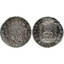 Mexico City, Mexico, pillar 8 reales, Philip V, 1737MF.