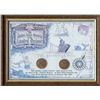 Image 1 : Wood-framed display containing two English East India Co. copper X cash 1808.