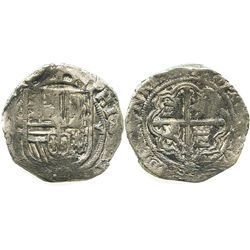 Mexico, cob 4 reales, Philip II, assayer F.