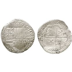 Potosi, Bolivia, cob 8 reales, Philip II, assayer not visible (style of 3rd-period B).