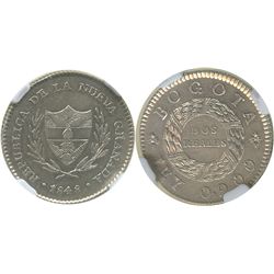 Bogota, Colombia, 2 reales, 1848/8, encapsulated NGC AU 58.