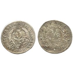 Popayan, Colombia, 1/2 real, 1846UE.