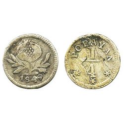 Popayan, Colombia, 1/4 real, 1849.