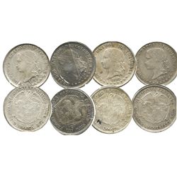 Lot of 4 Bogota, Colombia, 50 centavos: 1878, 1879, 1880 and 1883.