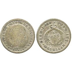 Medellin, Colombia, 5 centavos, 1875.