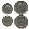 Image 1 : Lot of 2 Colombian 1967 nickel-coated steel patterns in 20 centavos and 10 centavos (both with Arabi