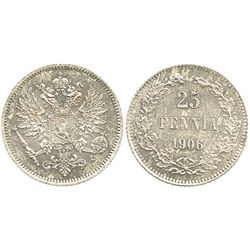 Finland, 25 pennia, 1906.