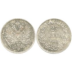 Finland, 25 pennia, 1906.