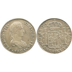 Guatemala, bust 8 reales, Ferdinand VII, 1821M.