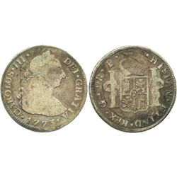 Guatemala, bust 2 reales, Charles III, 1773P.