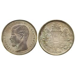 Guatemala, 1 peso, 1871R, Carrera.