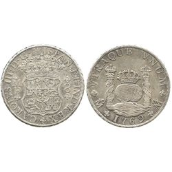 Mexico City, Mexico, pillar 8 reales, Charles III, 1769MF.