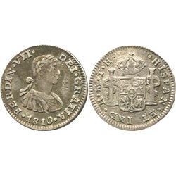 Mexico City, Mexico, bust 1/2 real, Ferdinand VII (transitional bust), 1810TH.