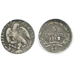 Chihuahua, Mexico, 5 centavos, 1868, encapsulated ANACS VF 25.