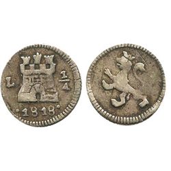 Lima, Peru, 1/4 real, 1818.