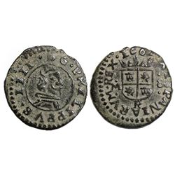 Trujillo, Spain, copper 8 maravedis, Philip IV, 1662M.