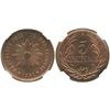 Image 1 : Uruguay (struck in Santiago, Chile), copper 5 centesimos, 1951-So, encapsulated NGC MS 64 RB.