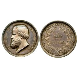 Brazil (Empire), silver medal, Pedro II, Academy of Fine Arts of Rio de Janeiro (mid-1800s), engrave