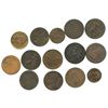 Image 1 : Lot of 14 British copper halfpenny tokens, dated 1791-1797.