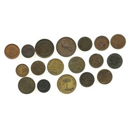 Lot of 18 British copper/brass merchant tokens, ca. 1813-1850, some important.