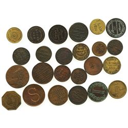 Lot of 24 Scottish copper/brass merchant tokens (including "unofficial farthings"), ca. 1820-1890.