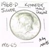 Image 1 : 1968-D SILVER KENNEDY HALF DOLLAR *EXTREMELY RARE MS-65 HIGH GRADE*!!