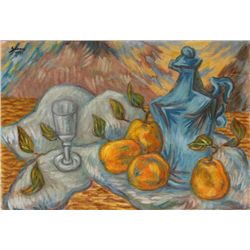 Laurent Marcel Salinas, Oranges et a'Piant Bleu, Oil Painting
