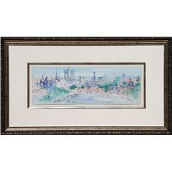 Jean Dufy, View of Ile St. Louis, Watercolor Painting