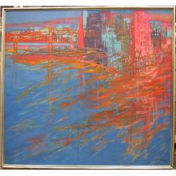 Florence Hasenflug, New York Bridgescape, Oil Painting