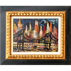 Stanley Fax, New York City at Night, Oil Painting