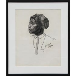 I. Sickles, 2nd, Portrait of a Soldier, Charcoal Drawing