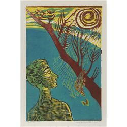 Martin Barooshian, Sungazer, Woodcut